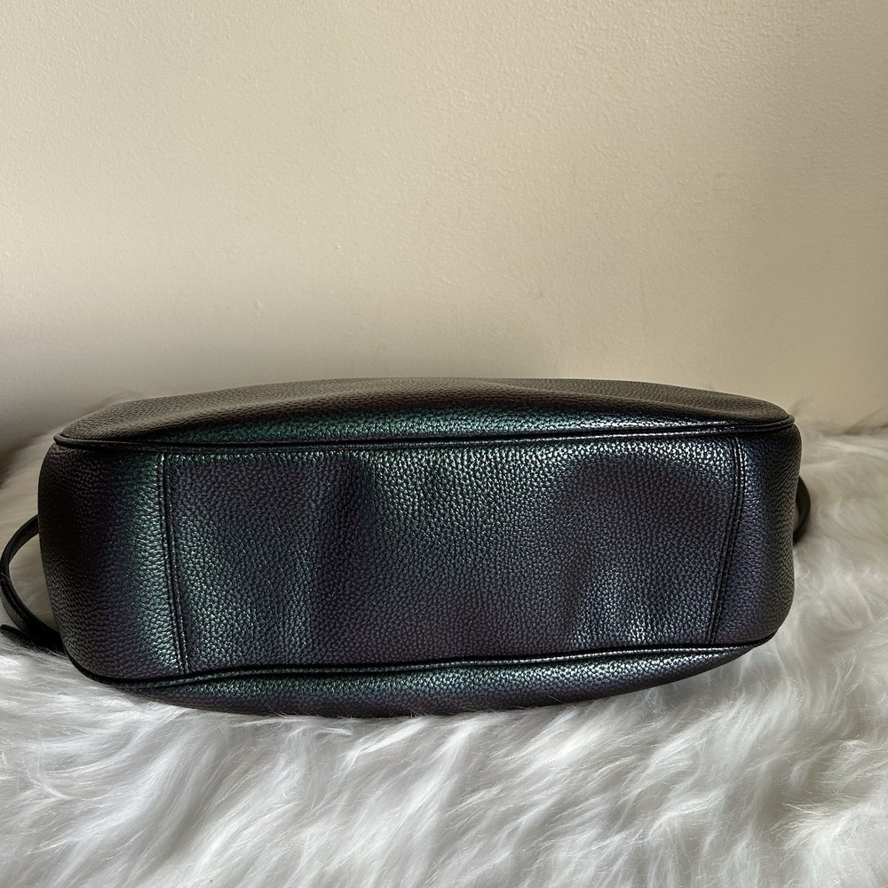 Coach Harley Iridescent Green Purple Pebbled Leather Shoulder Bag Excellent - Picture 4 of 11